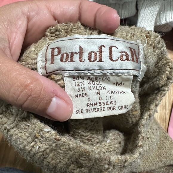Vintage Port of Call Wool-Blend Sweater – Brown, Size M - Picture 6 of 6